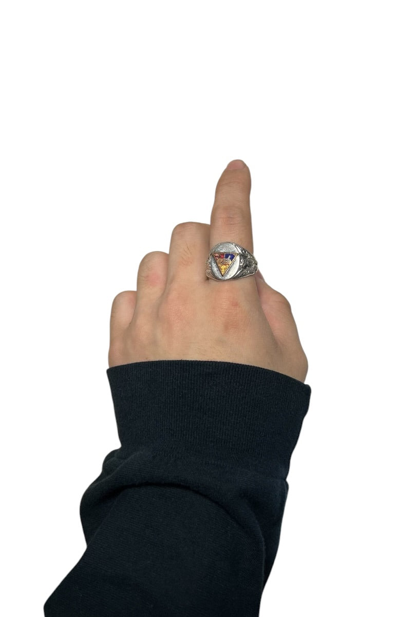 925 SILVER ARMORED DIVISION RING / SILVER [SIZE: 22号相当 USED]