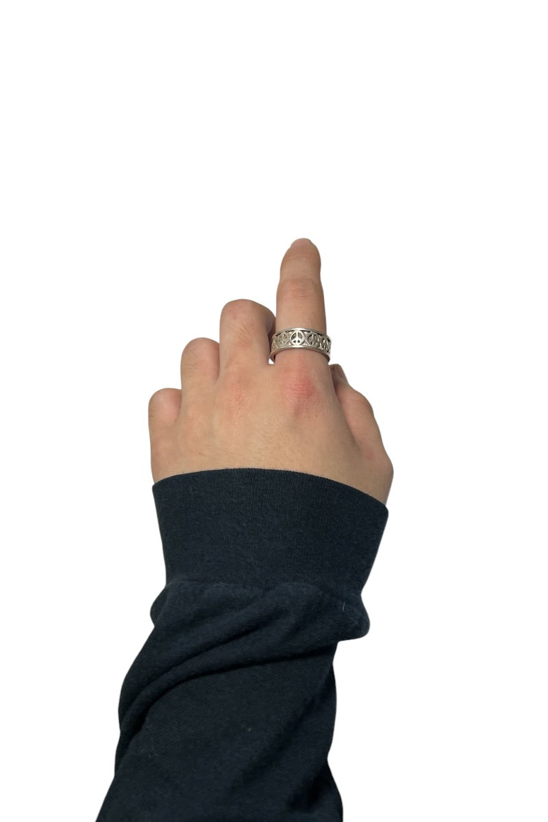 925 SILVER PEACE SIGN RING / SILVER [SIZE: 23号相当 USED]