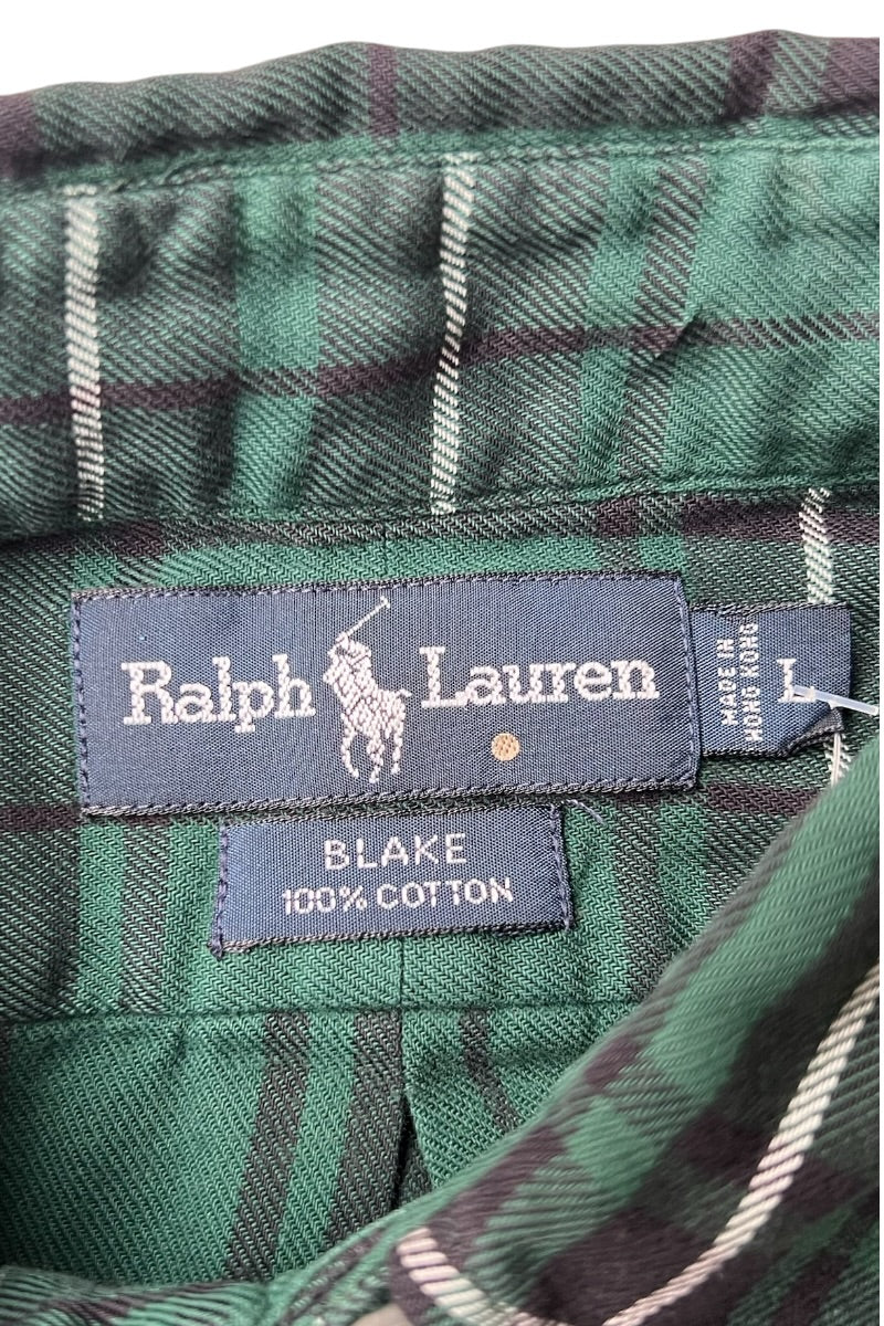 90'S BLAKE L/S CHECK BD SHIRT / GREEN [SIZE: L USED]