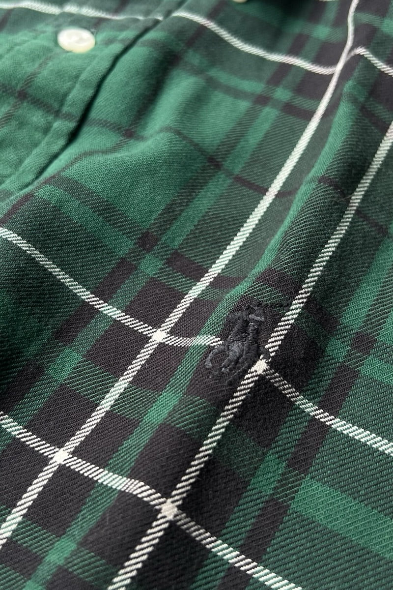 90'S BLAKE L/S CHECK BD SHIRT / GREEN [SIZE: L USED]