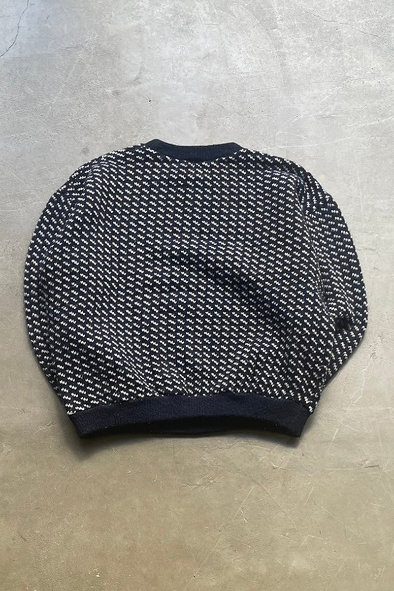 MADE IN NORWAY 70'S BIRDS EYE SWEATER / NAVY	[SIZE: L USED]