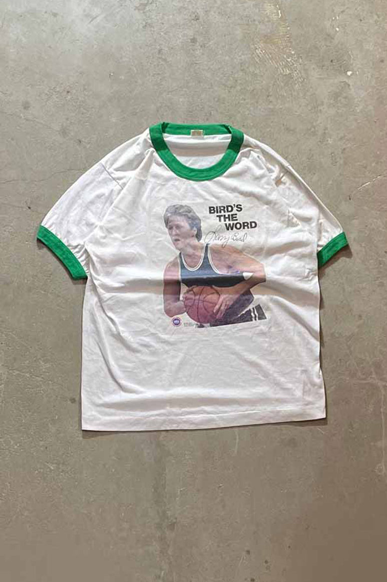 MADE IN USA 86'S NBA LARRY BIRD RINGER T-SHIRT / WHITE [SIZE: L USED]