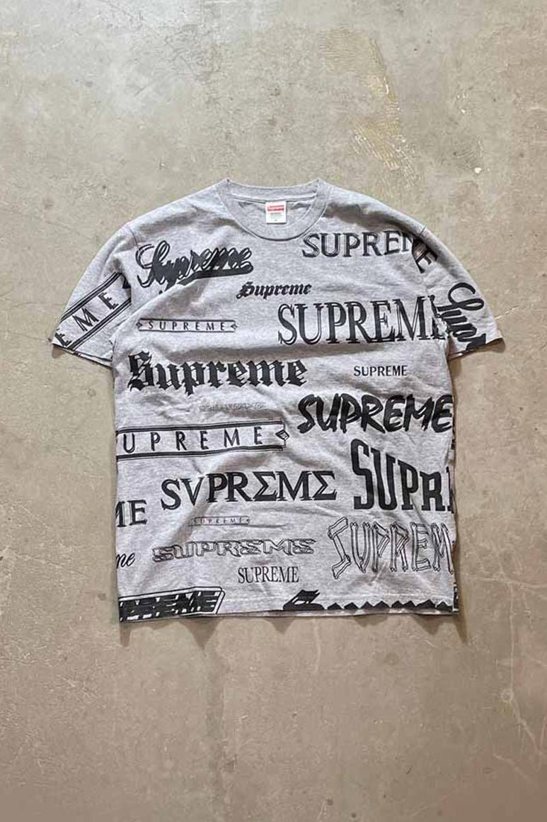 20AW ALL OVER PRINT LOGO T-SHIRTS / GRAY [SIZE: M USED]