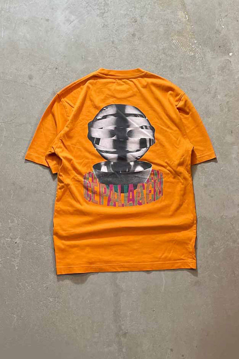 BACKPRINT LOGO T-SHRIT / ORANGE [SIZE: S USED]