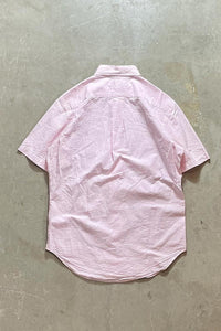 90'S S/S SEERSUCKER STRIPE SHIRT / PINK [SIZE: S USED]