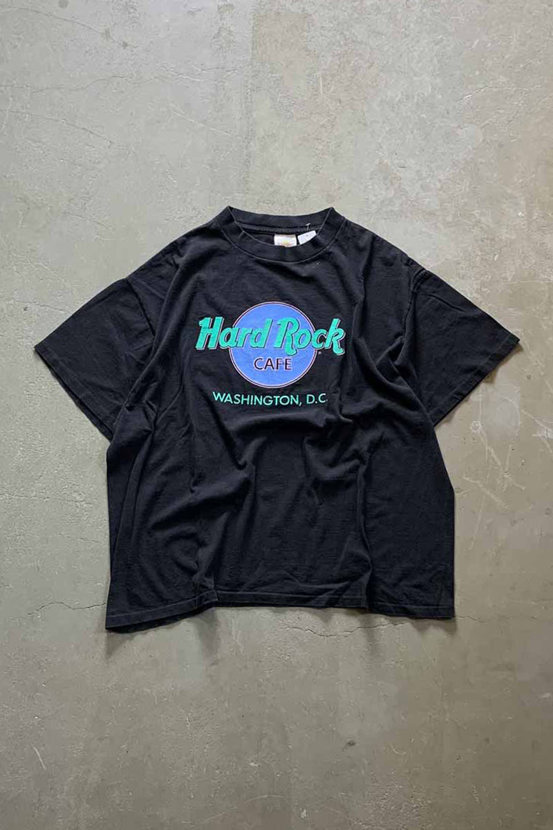 MADE IN USA 90'S WASHINGTON, D.C. LOGO PRINT ADVERTISING T-SHIRT / BLACK [SIZE: XL USED]