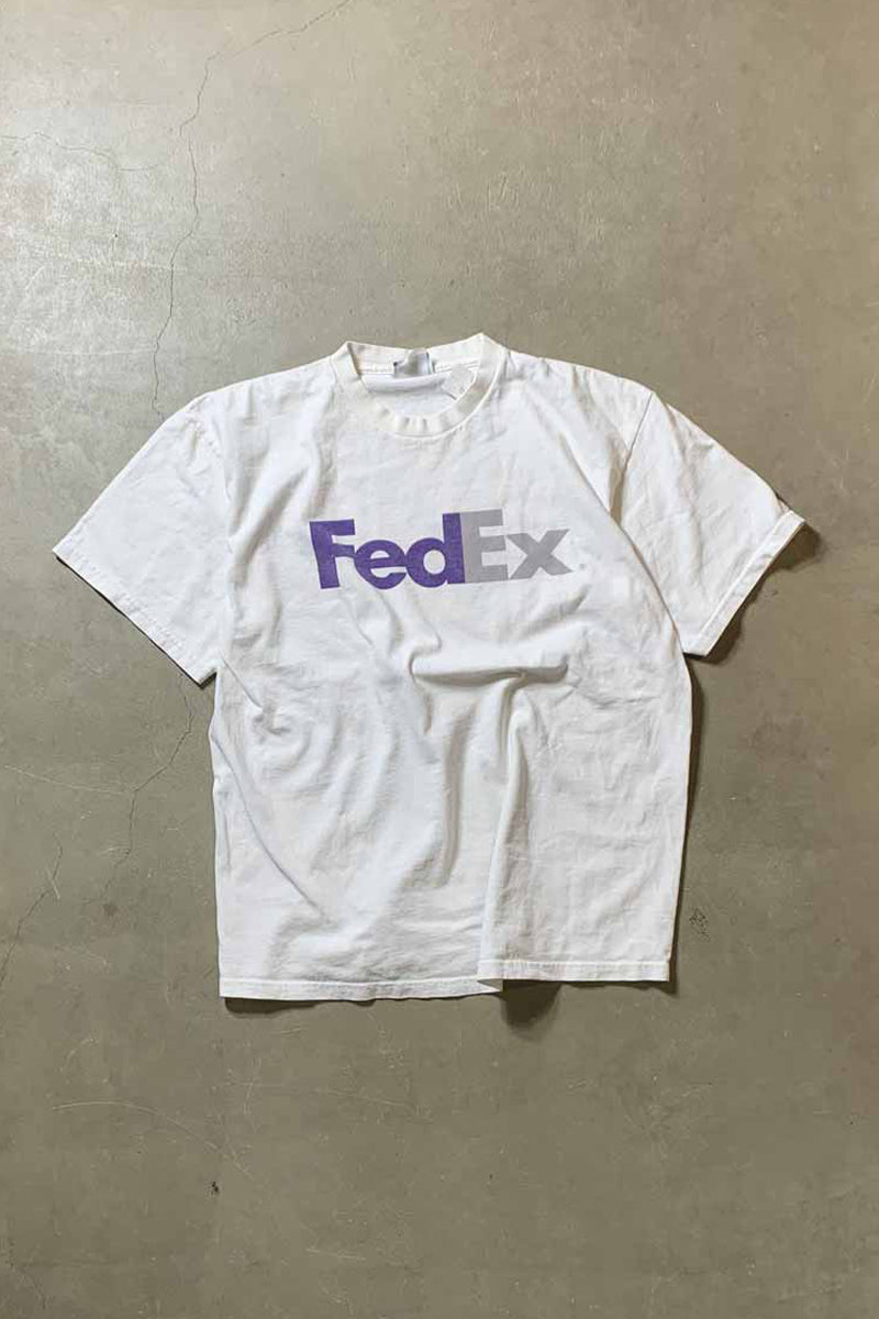 90'S S/S FEDEX PRINT ADVERTISING T-SHIRT / WHITE [SIZE: L USED]