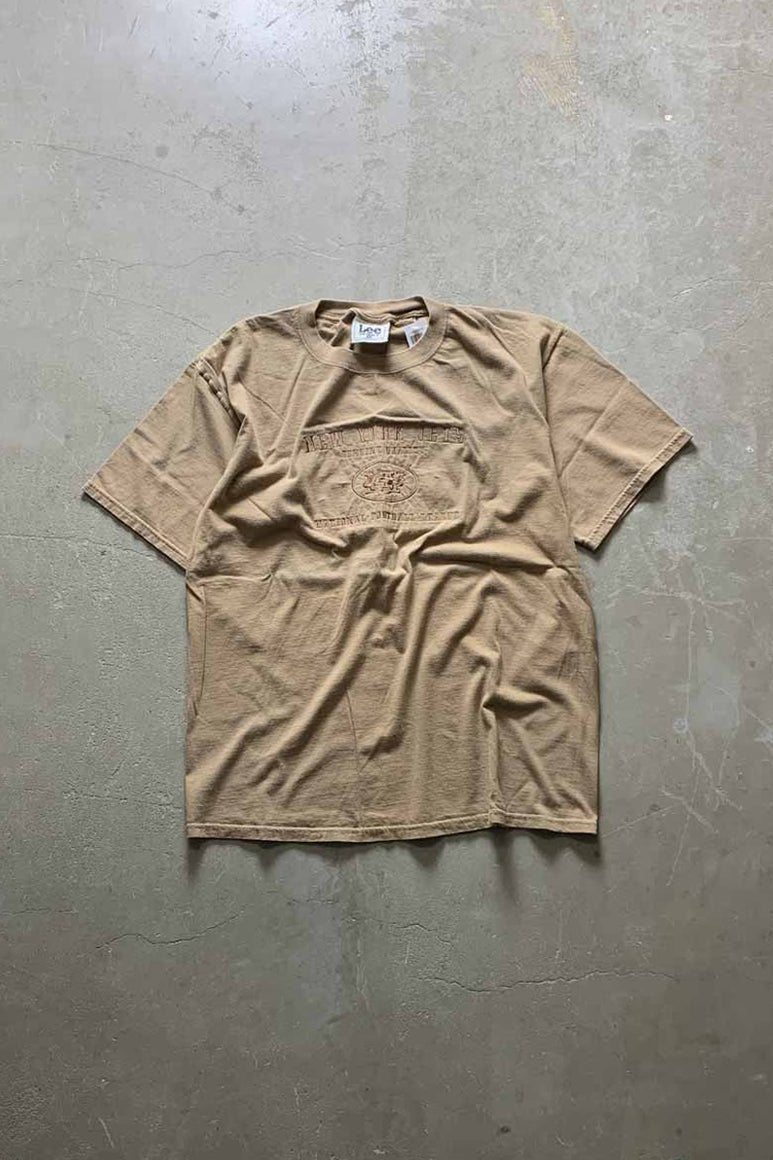 MADE IN USA 90'S S/S NFL NY JET EMBROIDERY SPORT T-SHIRT / BEIGE [SIZE: L USED]