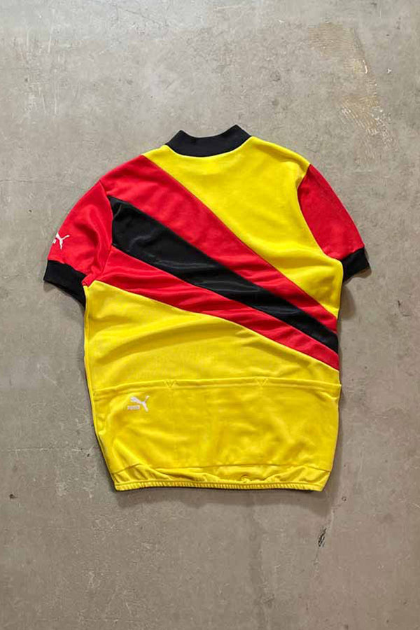80-90'S S/S BICYCLE HALF ZIP SWEATSHIRT / YELLOW [SIZE: L USED]