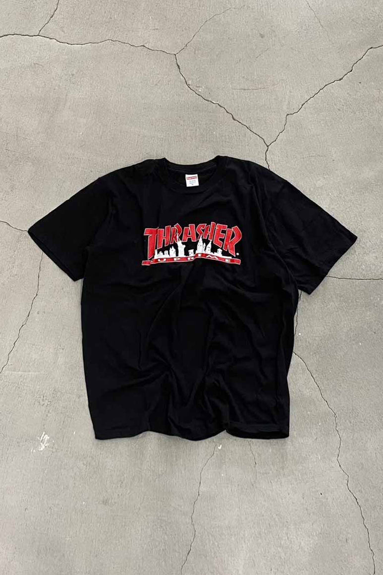 MADE IN USA 21 FW S/S THRASHER SKYLINE T-SHIRT / BLACK [SIZE: XL USED]
