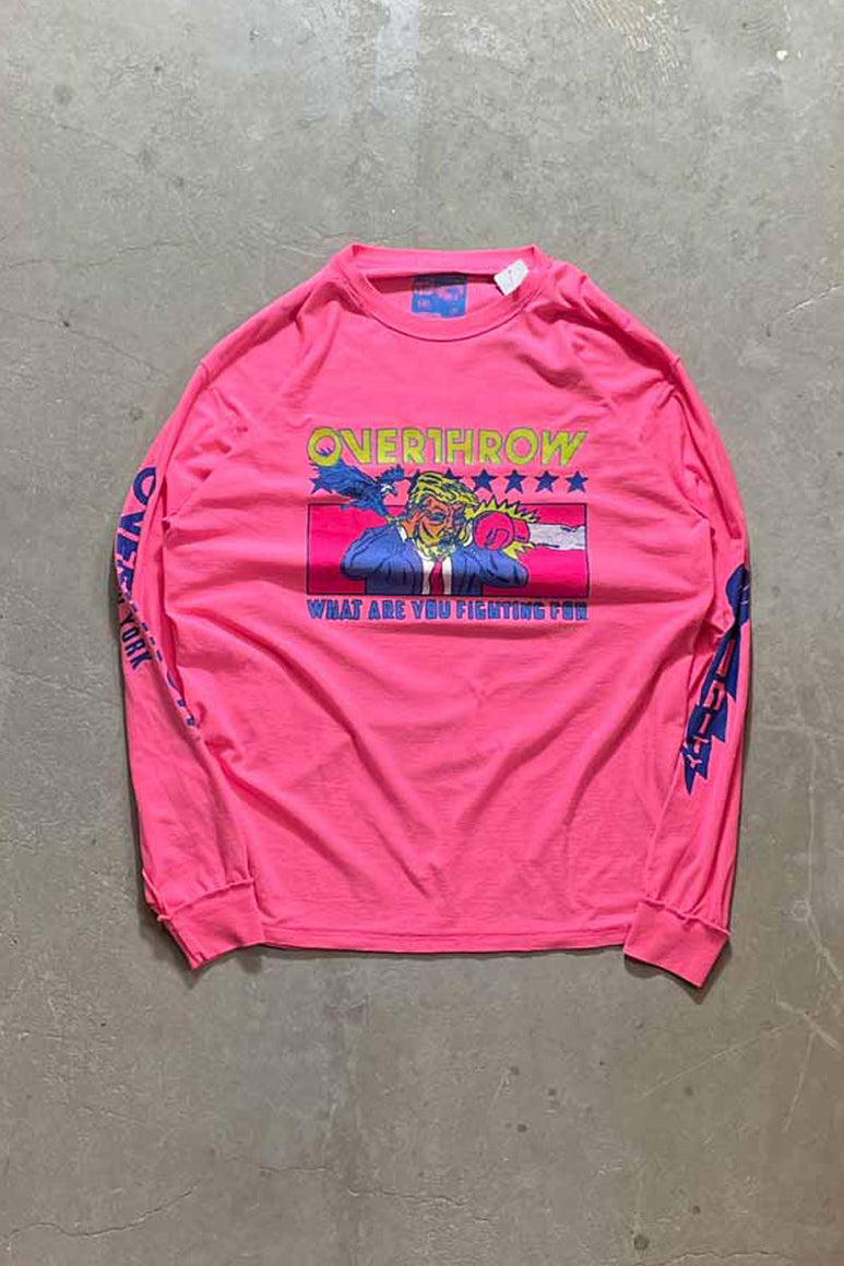 L/S PRINT T-SHIRT / PINK [SIZE: L USED]