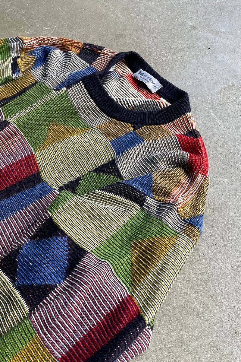 MADE IN ITALY COTTON KNIT SWEATER / PATTERN [SIZE: 54 USED]