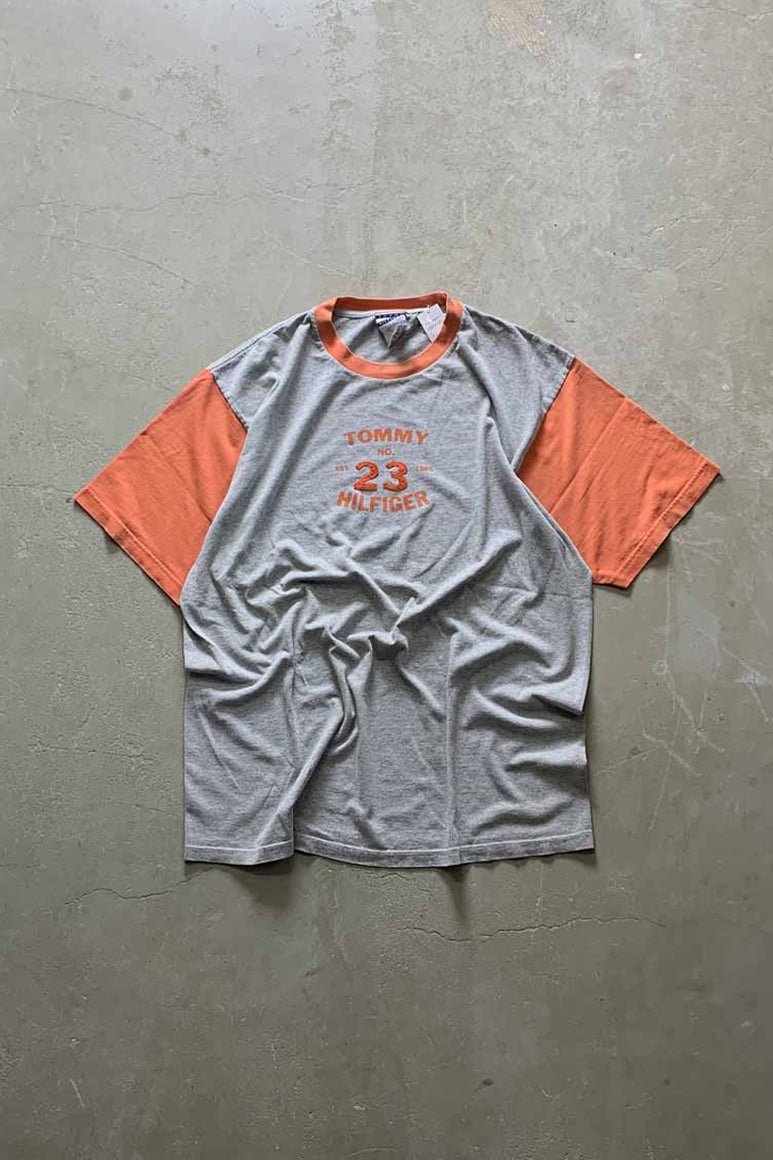 MADE IN MEXICO 90'S RINGER T-SHIRT / GRAY / ORANGE [SIZE: XL USED]