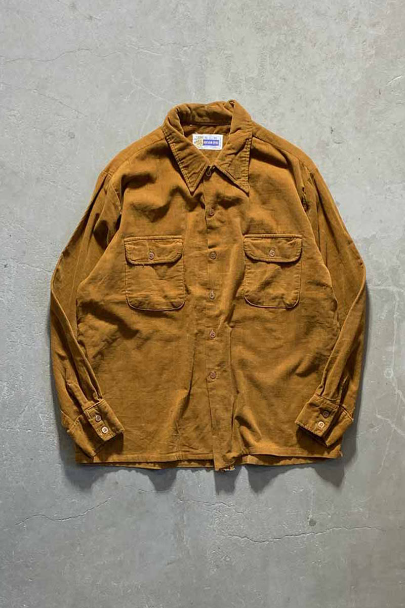 70'S-80'S L/S CORDUROY SHIRT / BEIGE [SIZE: L USED]