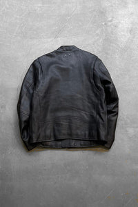 MOTORCYCLE LEATHER JACKET / BLACK [SIZE: M USED]