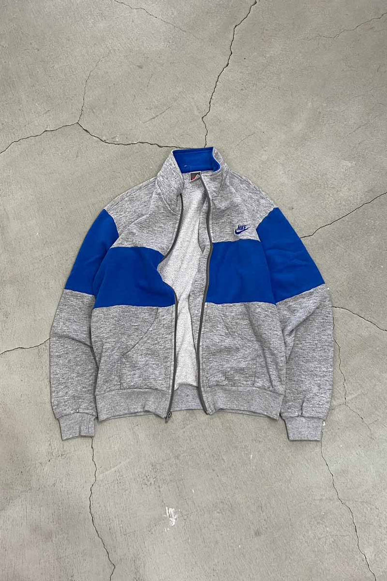 MADE IN USA 90'S SWEAT TRACK JACKET / BLUE / GRAY [SIZE: L USED]