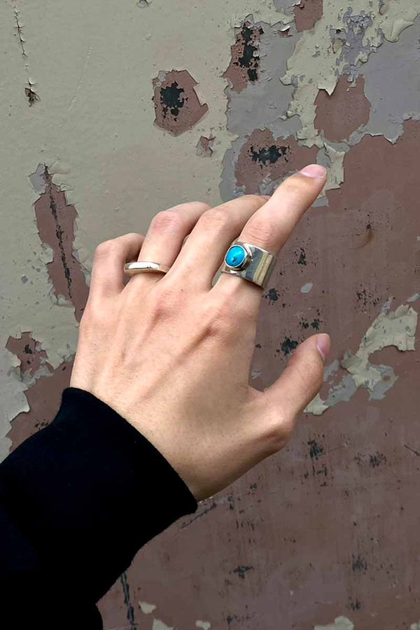 MADE IN MEXICO 925 SILVER RING W/TURQUOISE [SIZE: JP 15 USED]