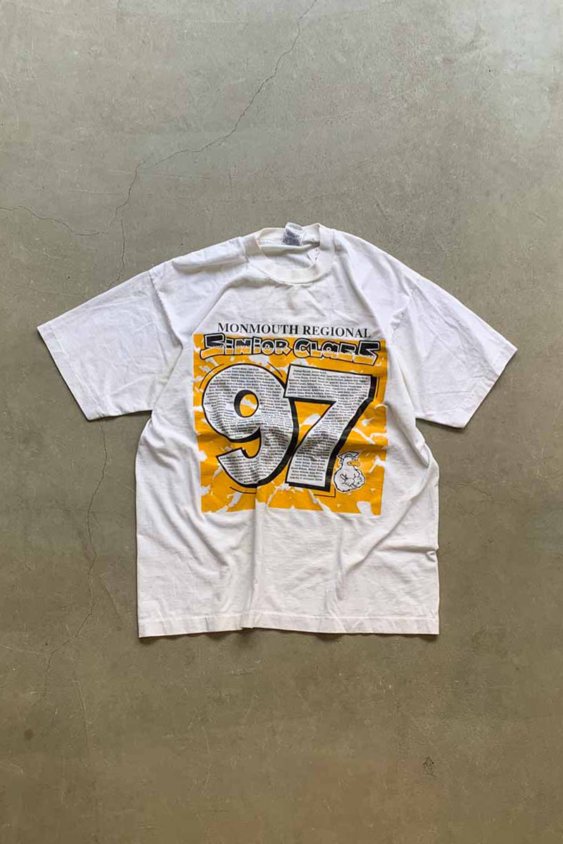 97'S S/S A'M OUTTA HERE BACK PRINT MESSAGE T-SHIRT / WHITE [SIZE: L USED]