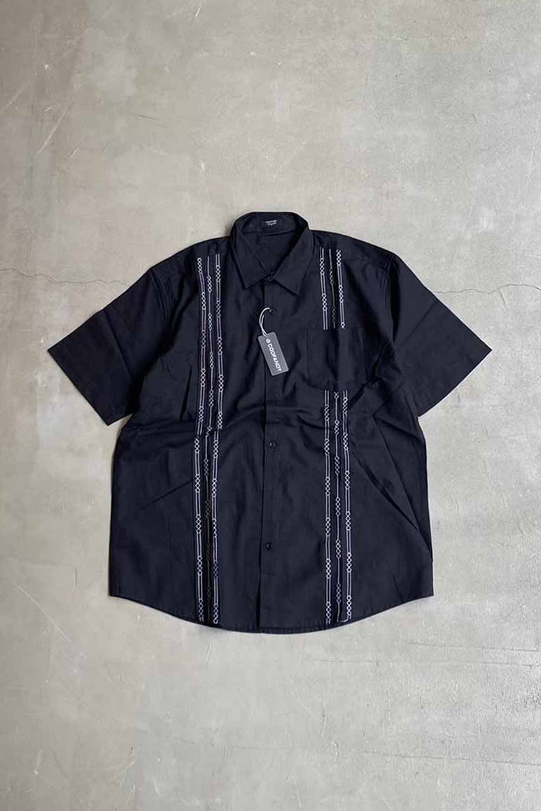 S/S STITCH DESIGN SHIRT / BLACK [SIZE: M DEADSTOCK/NOS]