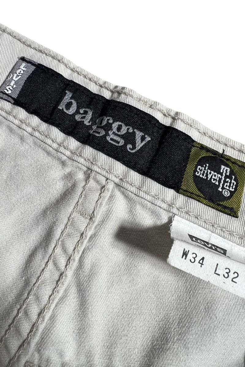 98'S BAGGY DENIM PANTS / WHITE	[SIZE: 34 USED]