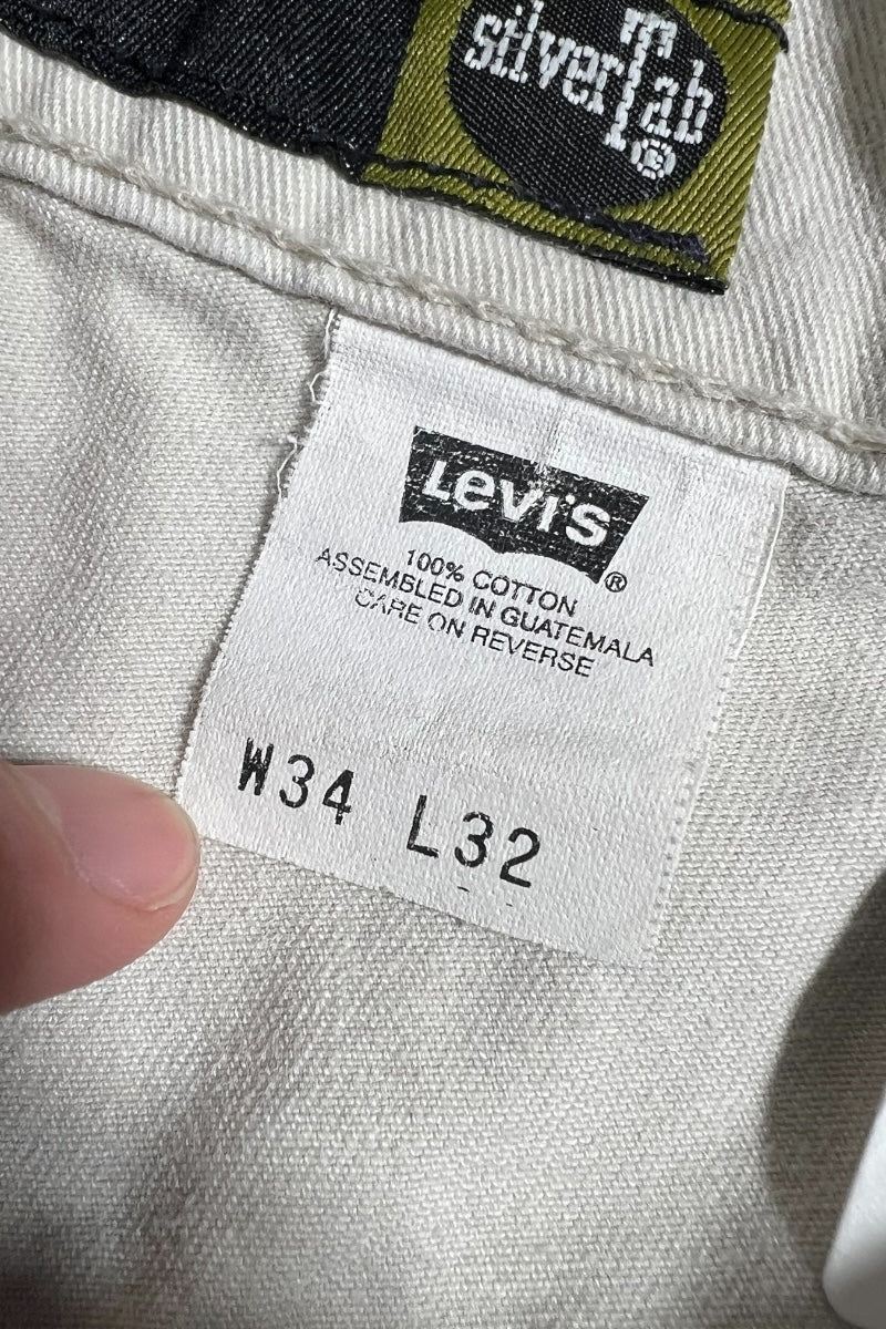 98'S BAGGY DENIM PANTS / WHITE	[SIZE: 34 USED]