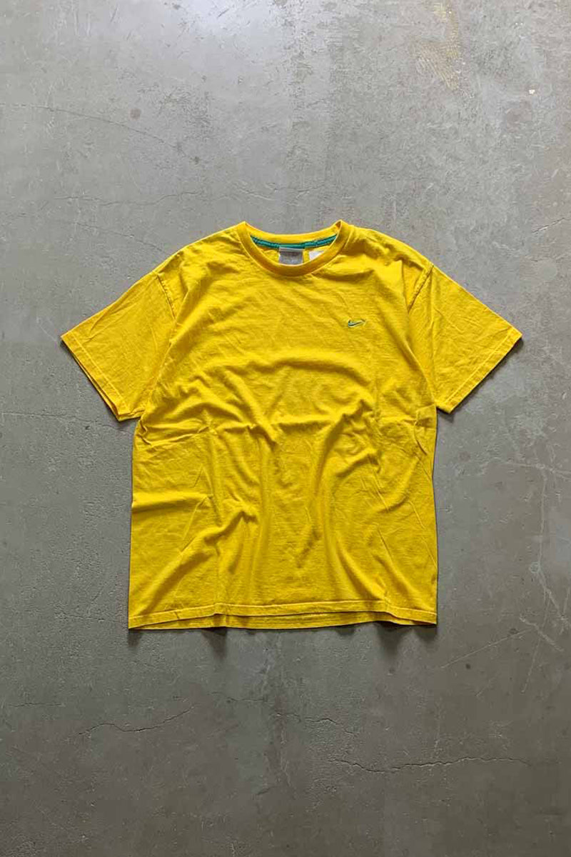 Y2K EARLY 00'S S/S ONE POINT LOGO T-SHIRT / YELLOW [SIZE: XL USED]