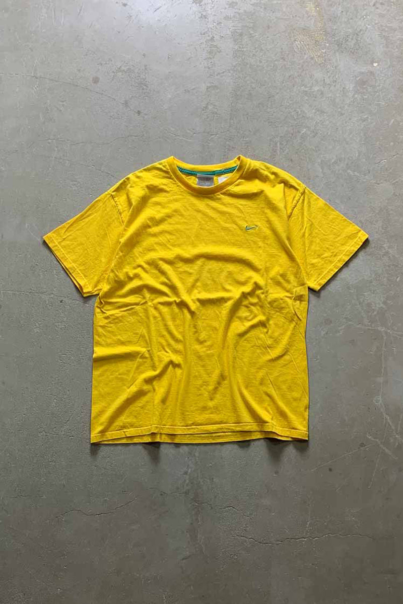 Y2K EARLY 00'S S/S ONE POINT  LOGO T-SHIRT / YELLOW [SIZE: XL USED]