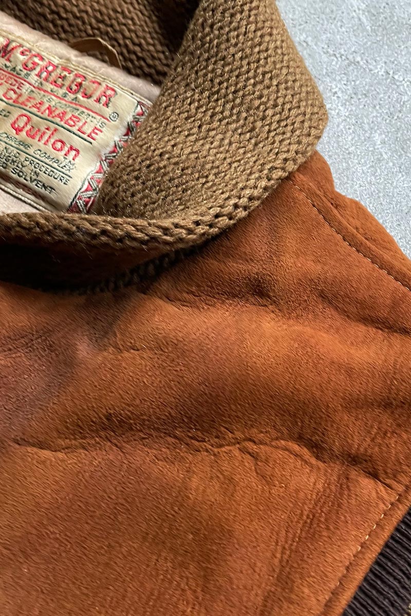 MADE IN USA 60'S SUEDE LEATHER/WOOL SWITCHING ZIP JACKET / BROWN [SIZE: 42 USED]