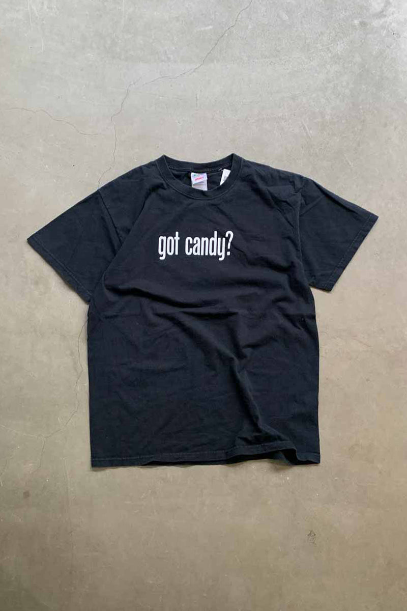 EARLY 00'S S/S GOT CANDY PRINT MESSAGE T-SHIRT / BLACK [SIZE: L USED]