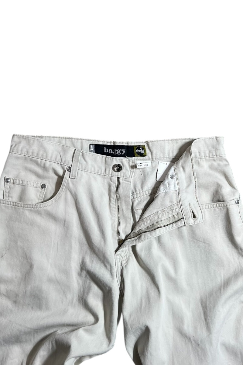 98'S BAGGY DENIM PANTS / WHITE	[SIZE: 34 USED]