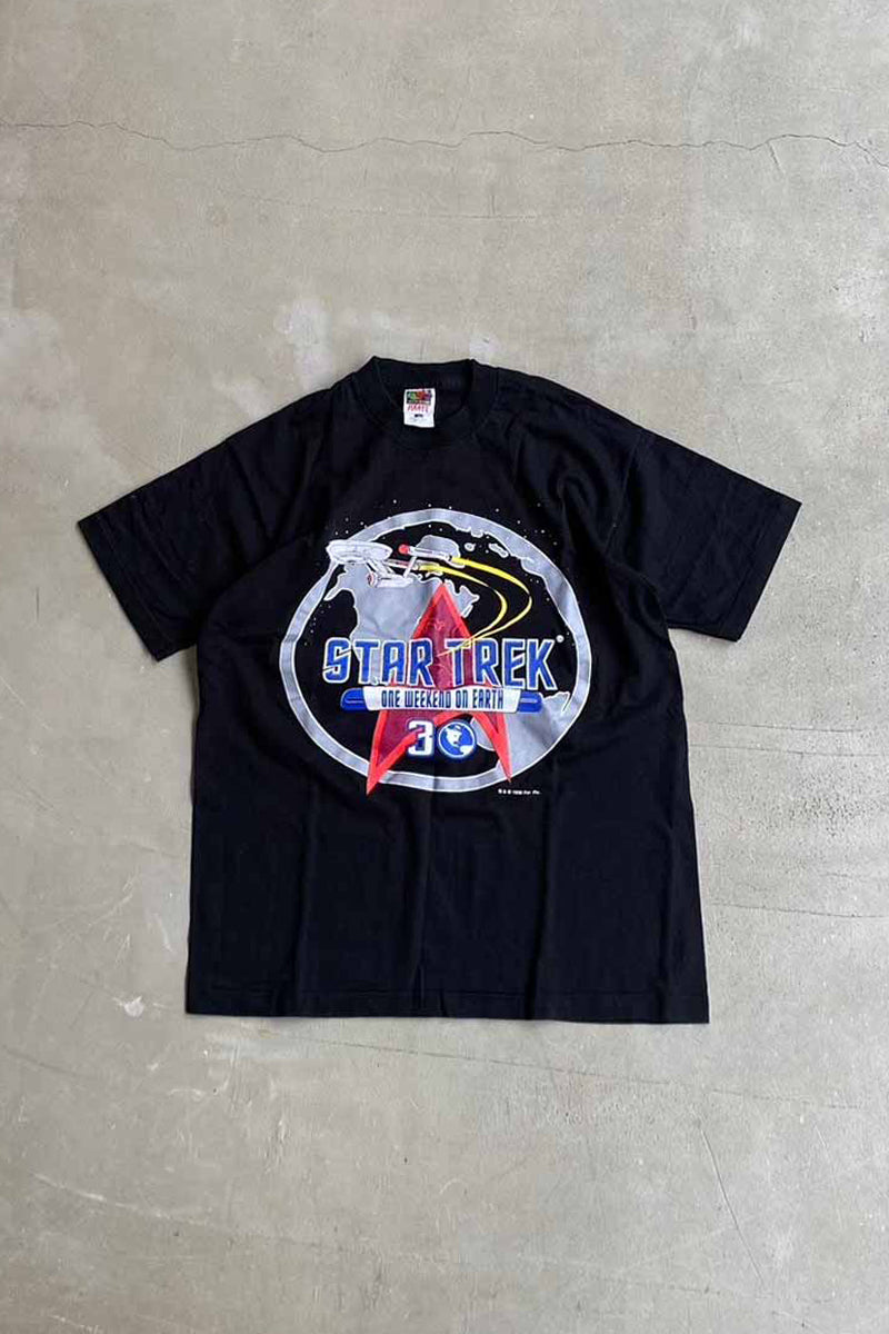 MADE IN USA 96'S S/S STAR TREK ONE WEEKEND ON EARTH PRINT MOVIE T-SHIRT / BLACK [SIZE: L DEADSTOCK/NOS]
