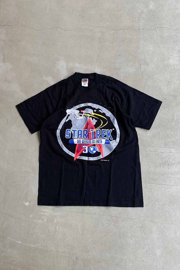 MADE IN USA 96'S S/S STAR TREK ONE WEEKEND ON EARTH PRINT MOVIE T-SHIRT / BLACK [SIZE: L DEADSTOCK/NOS]