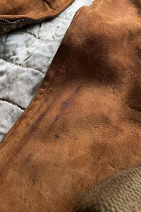 MADE IN USA 60'S SUEDE LEATHER/WOOL SWICHING ZIP JACKET / BROWN [SIZE: 42 USED]