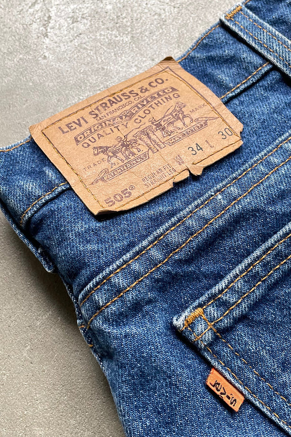 MADE IN USA 80'S 505 DENIM PANTS ORANGE TAB / INDIGO [SIZE: 34 USED]