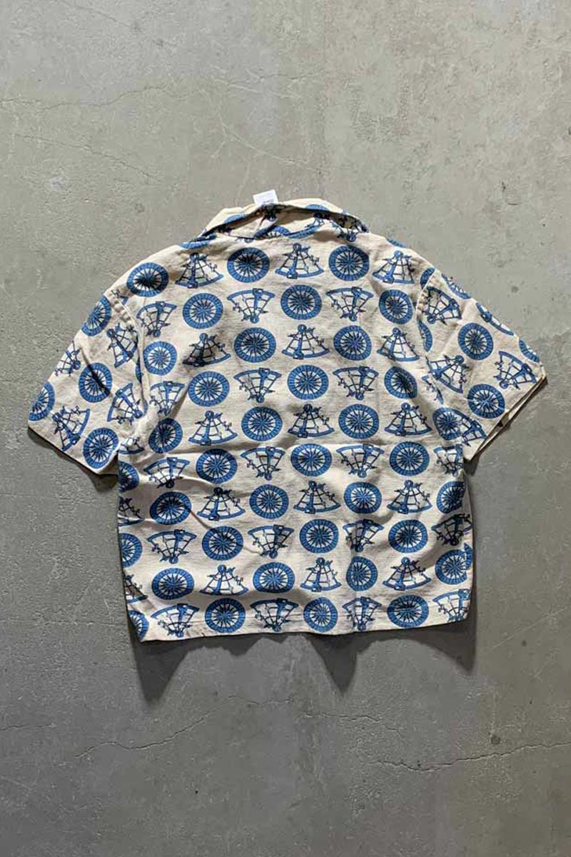 60-70'S V-NECK DESIGN S/S POLO SHIRT/ BEIGE [SIZE:M USED]