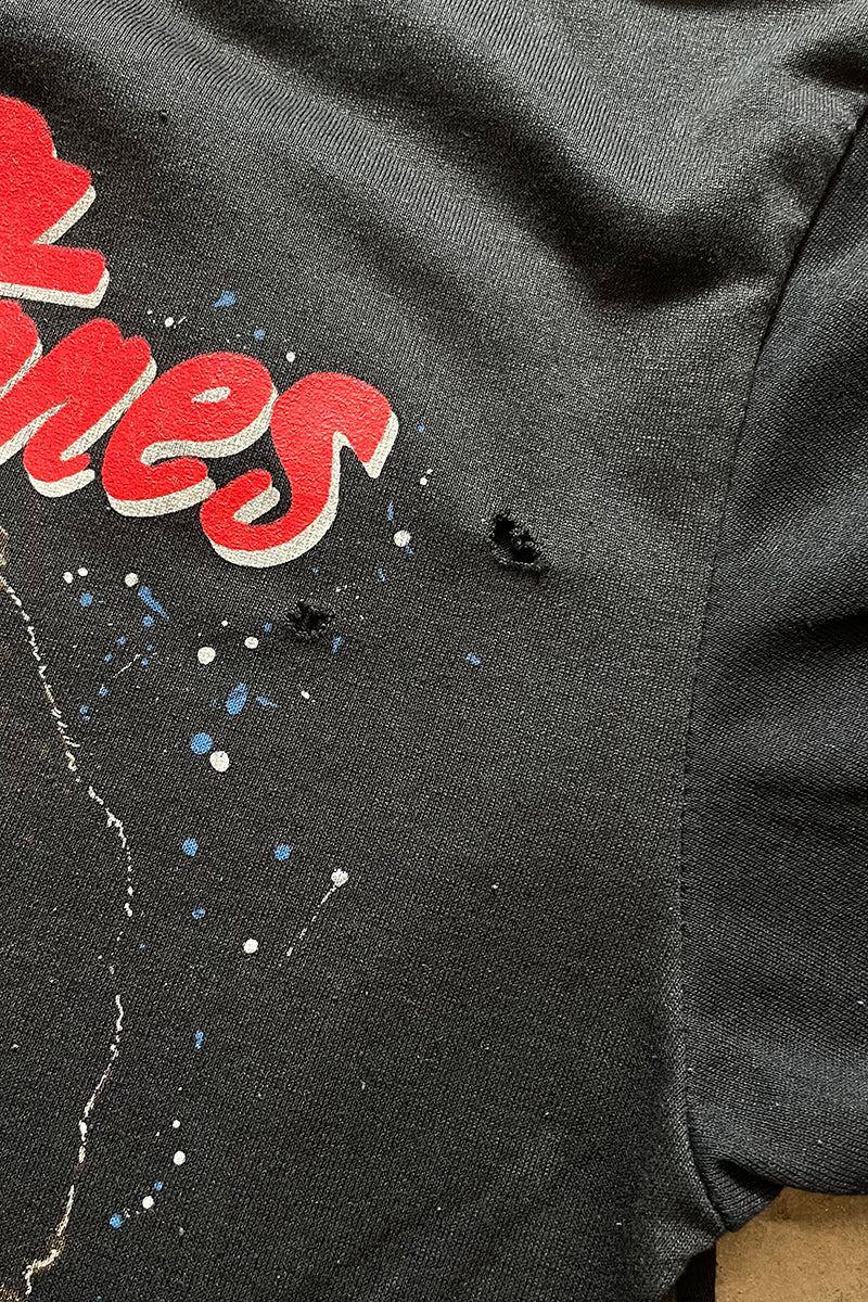 89'S THE ROLLING STONES STEEL WHEELS BAND T-SHIRT / BLACK [SIZE: L USED]