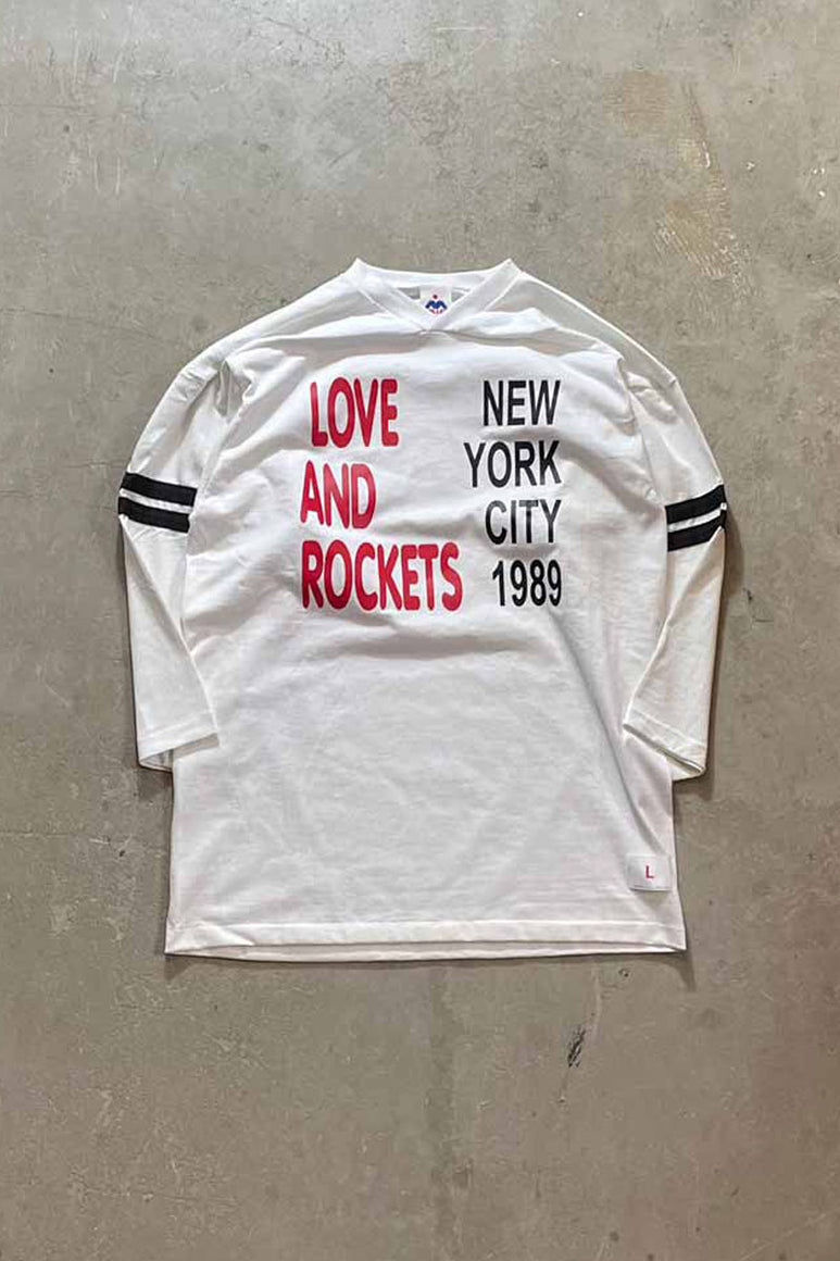 MADE IN USA 89'S LOVE AND ROCKETS GAME T-SHIRT / WHITE [SIZE: L USED]