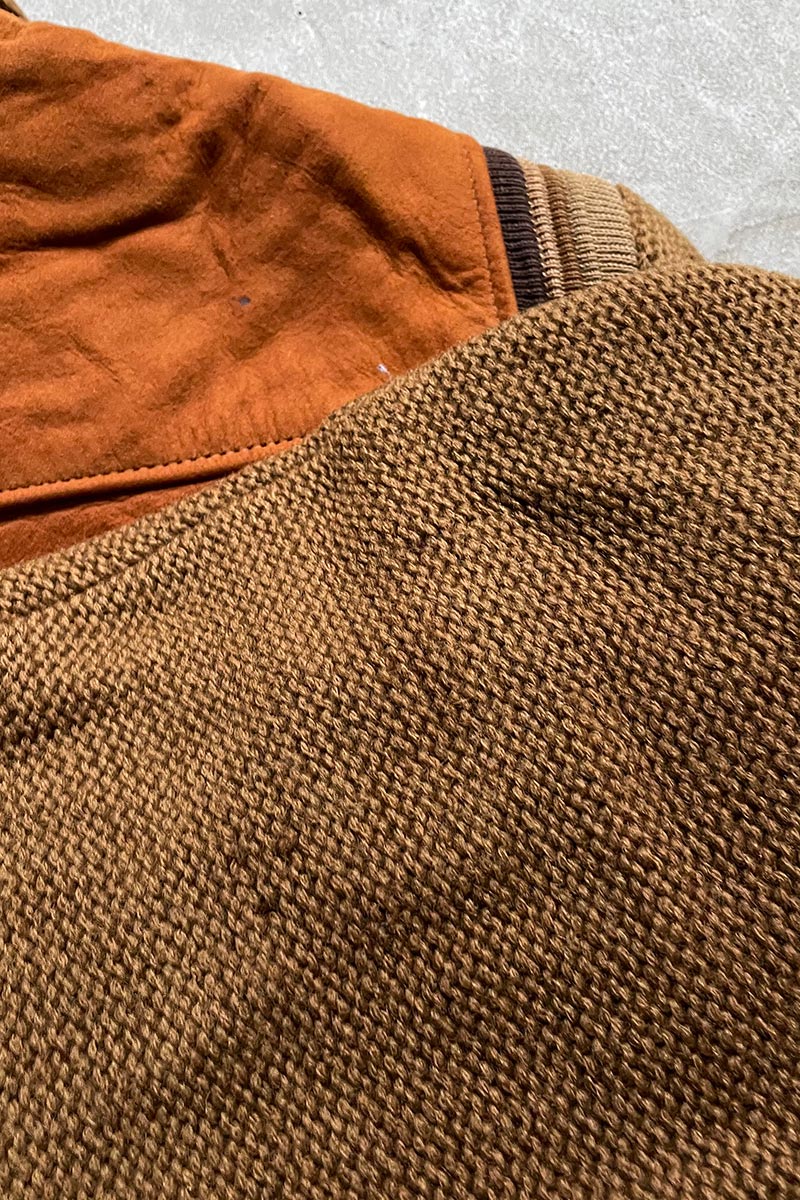 MADE IN USA 60'S SUEDE LEATHER/WOOL SWITCHING ZIP JACKET / BROWN [SIZE: 42 USED]