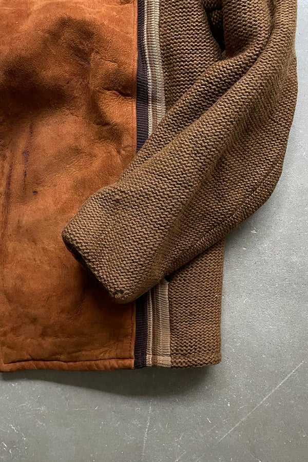 MADE IN USA 60'S SUEDE LEATHER/WOOL SWITCHING ZIP JACKET / BROWN [SIZE: 42 USED]