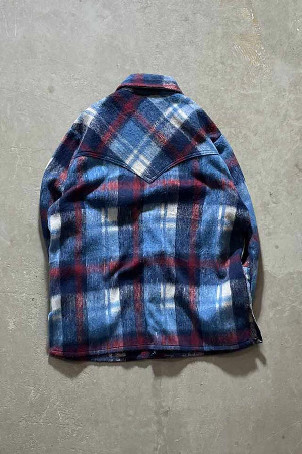 70-80s C.P.O. FLANNEL L/S SHIRT / BLUE [SIZE: M USED]