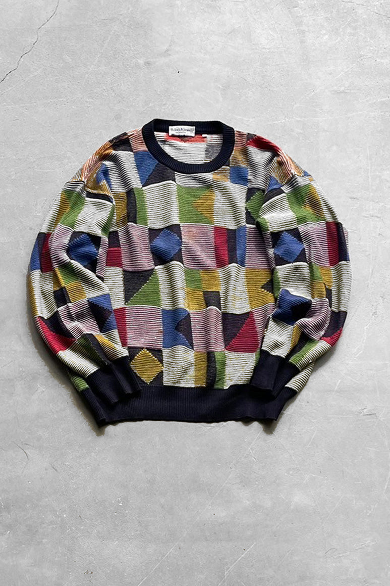 MADE IN ITALY COTTON KNIT SWEATER / PATTERN [SIZE: 54 USED]