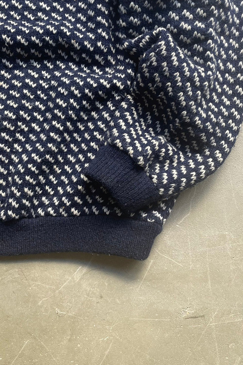 MADE IN NORWAY 70'S BIRDS EYE SWEATER / NAVY	[SIZE: L USED]