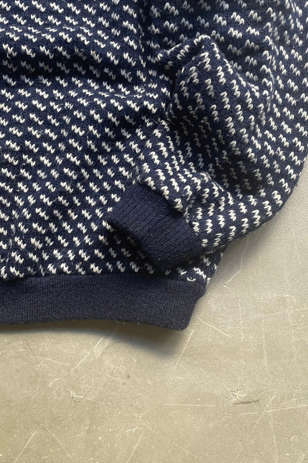 MADE IN NORWAY 70'S BIRDS EYE SWEATER / NAVY	[SIZE: L USED]