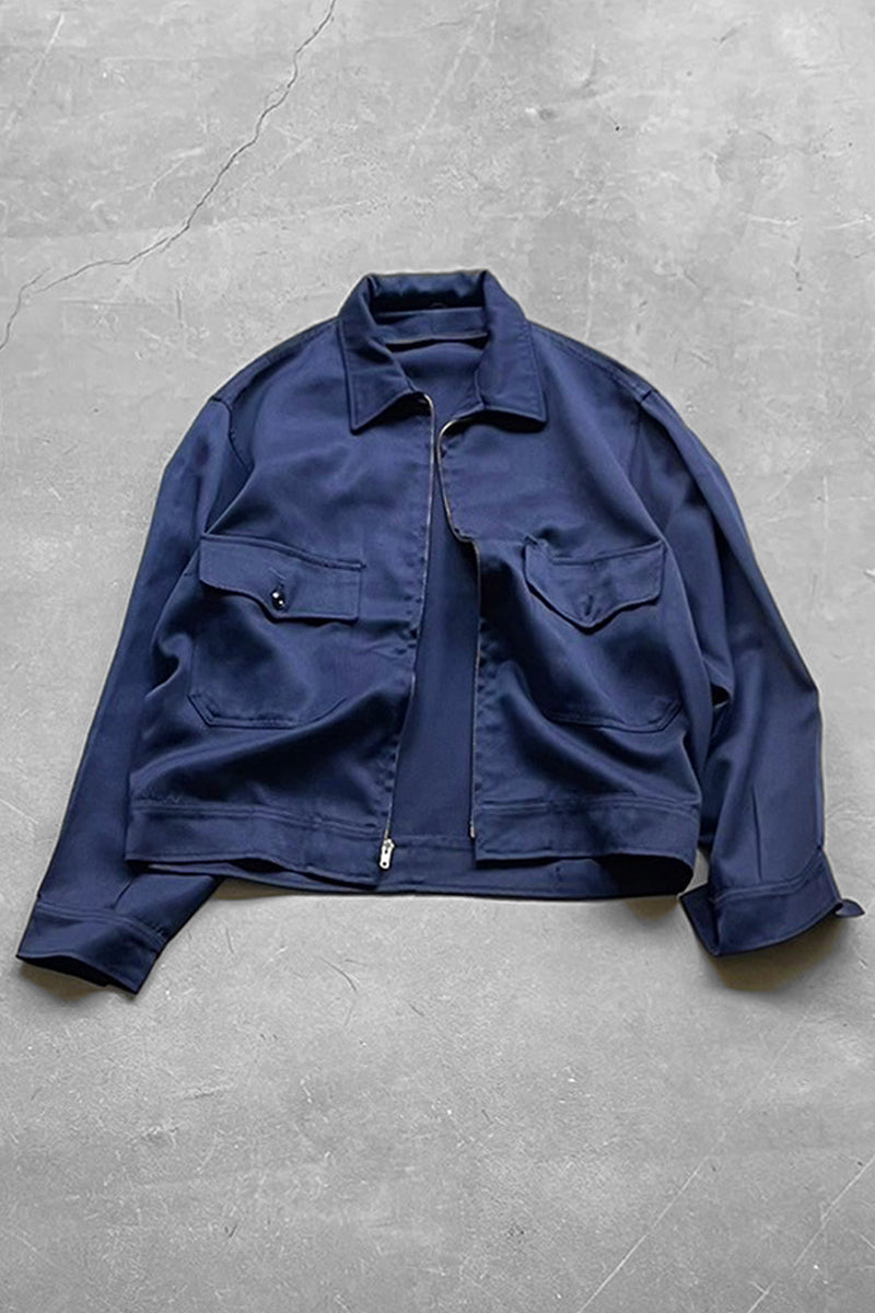50'S-60'S MILITARY ZIP JACKET / NAVY [SIZE: M equivalent, USED]