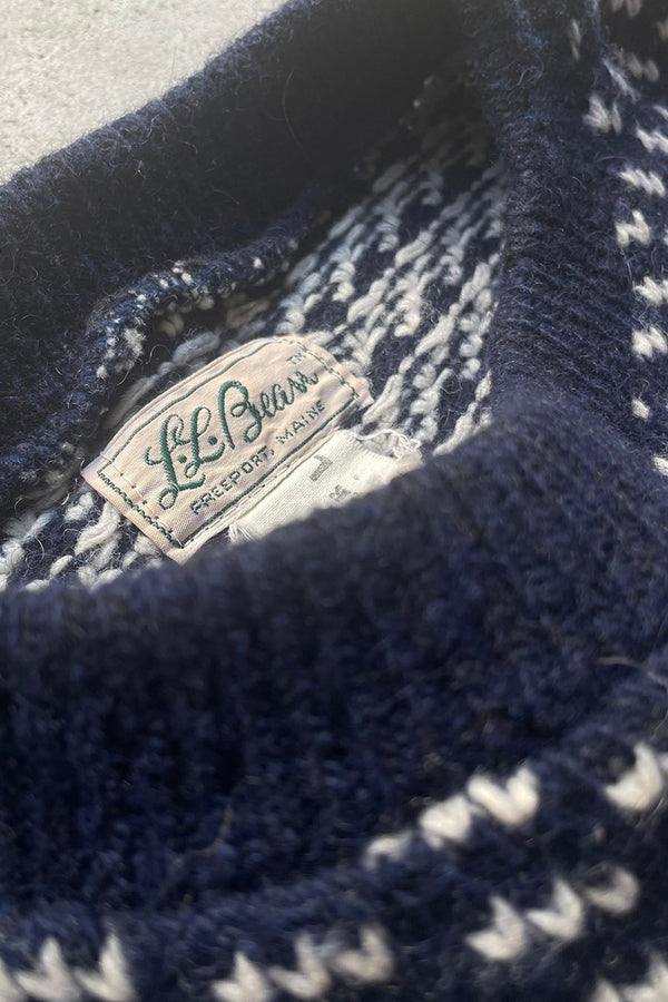 MADE IN NORWAY 70'S BIRDS EYE SWEATER / NAVY	[SIZE: L USED]