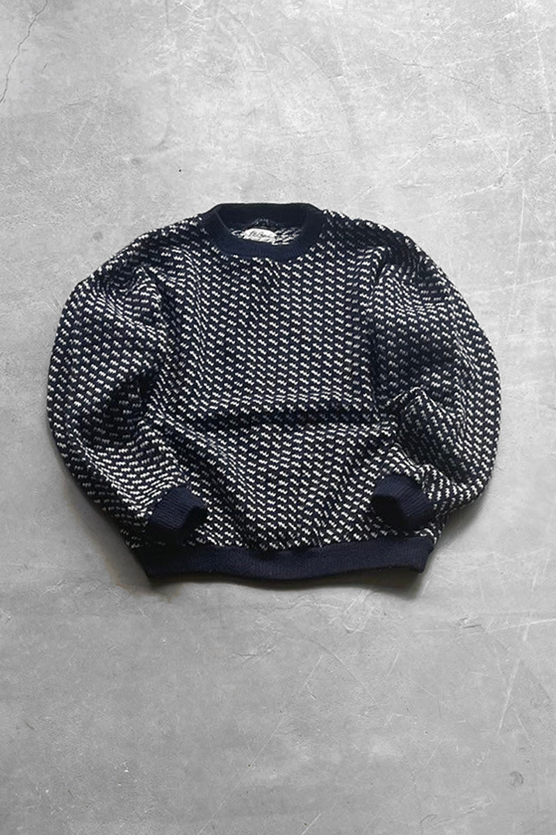 MADE IN NORWAY 70'S BIRDS EYE SWEATER / NAVY	[SIZE: L USED]