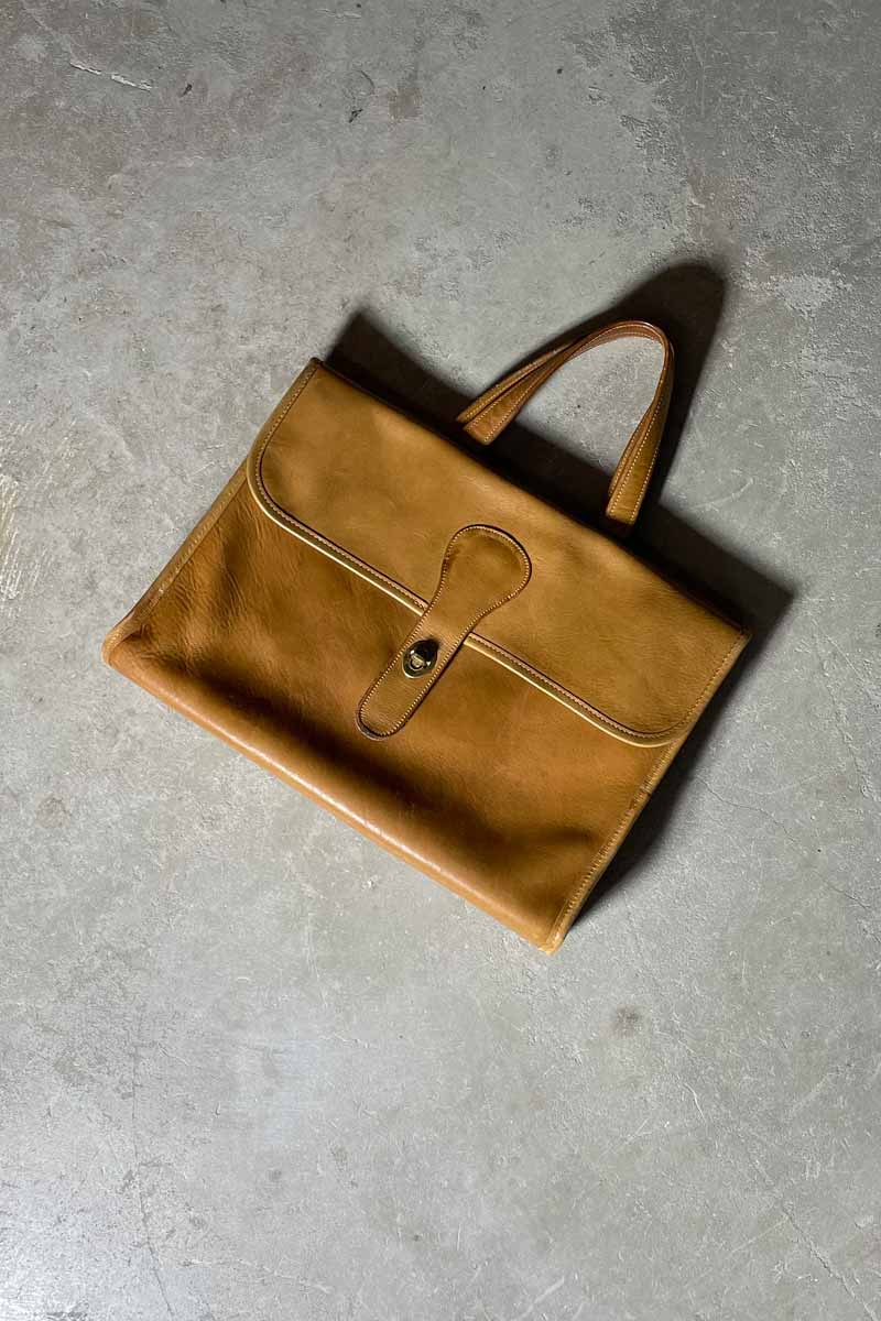80s-90s LEATHER MEDIUM HANDBAG / BEIGE [SIZE: ONE SIZE USED]
