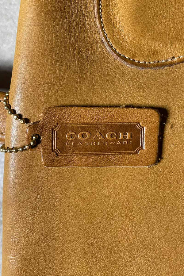 80s-90s LEATHER MEDIUM HANDBAG / BEIGE [SIZE: ONE SIZE USED]