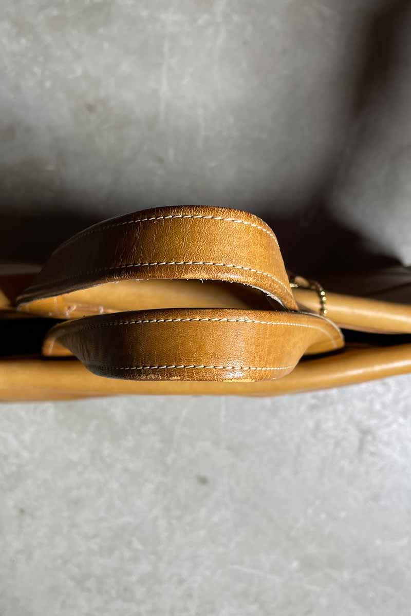 80s-90s LEATHER MEDIUM HANDBAG / BEIGE [SIZE: ONE SIZE USED]