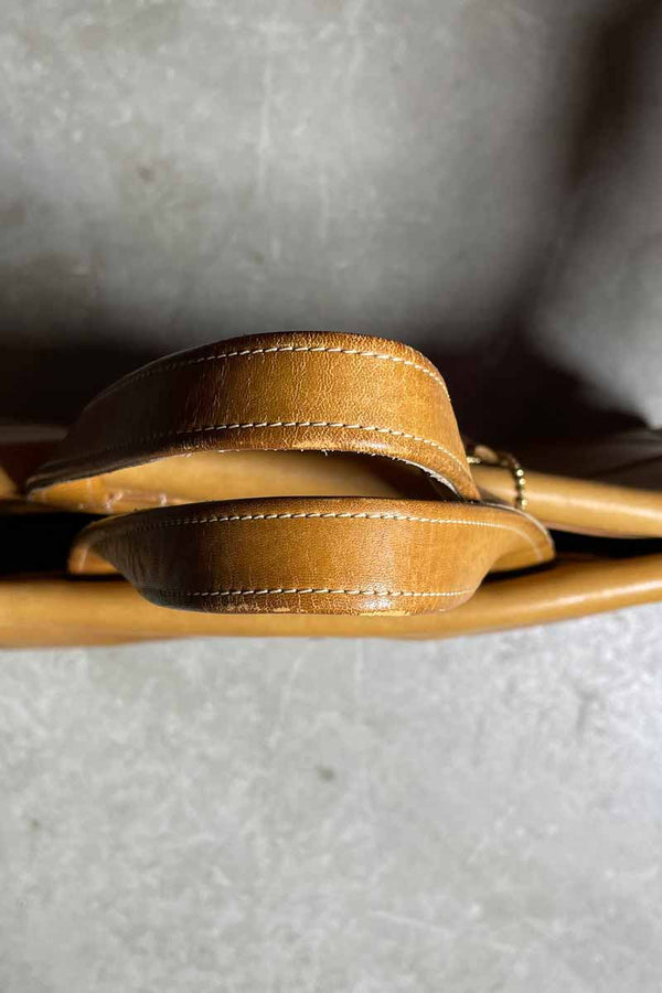 80s-90s LEATHER MEDIUM HANDBAG / BEIGE [SIZE: ONE SIZE USED]
